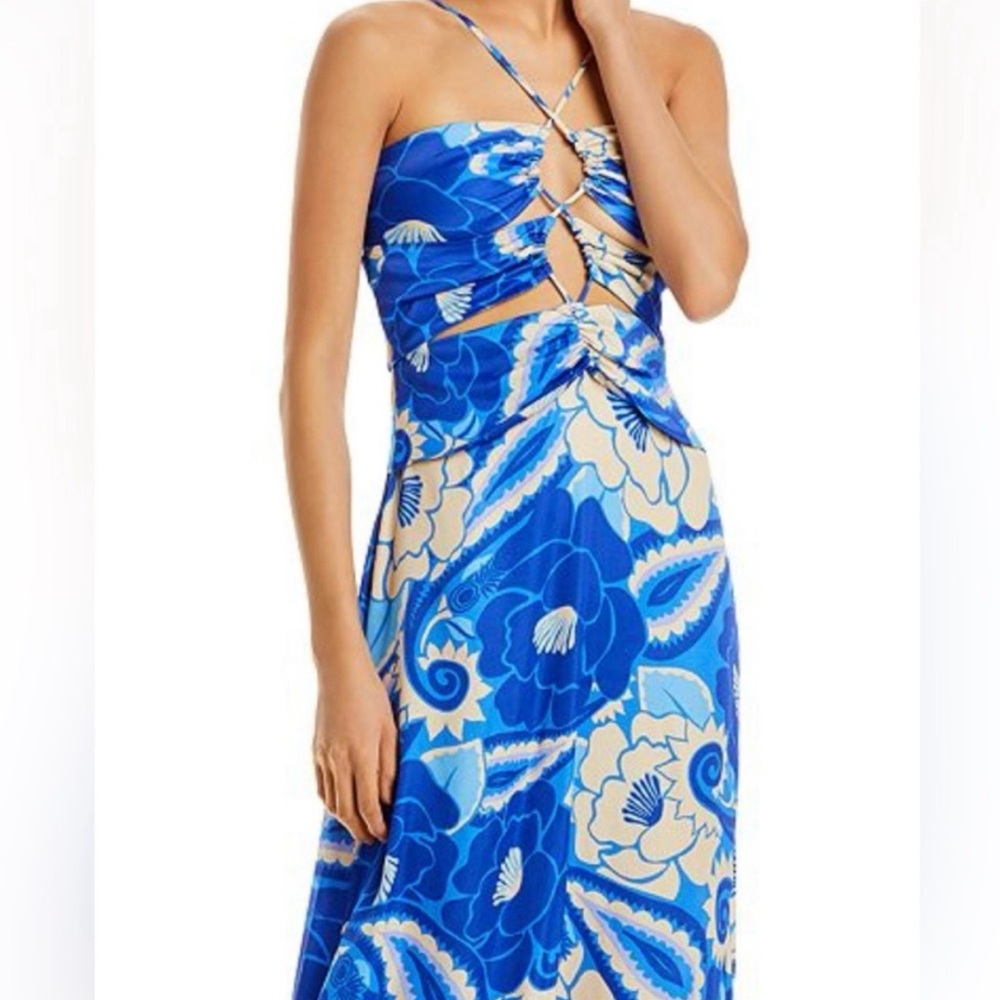 NWT Farm Rio Blue Tropical Groove Midi Dress